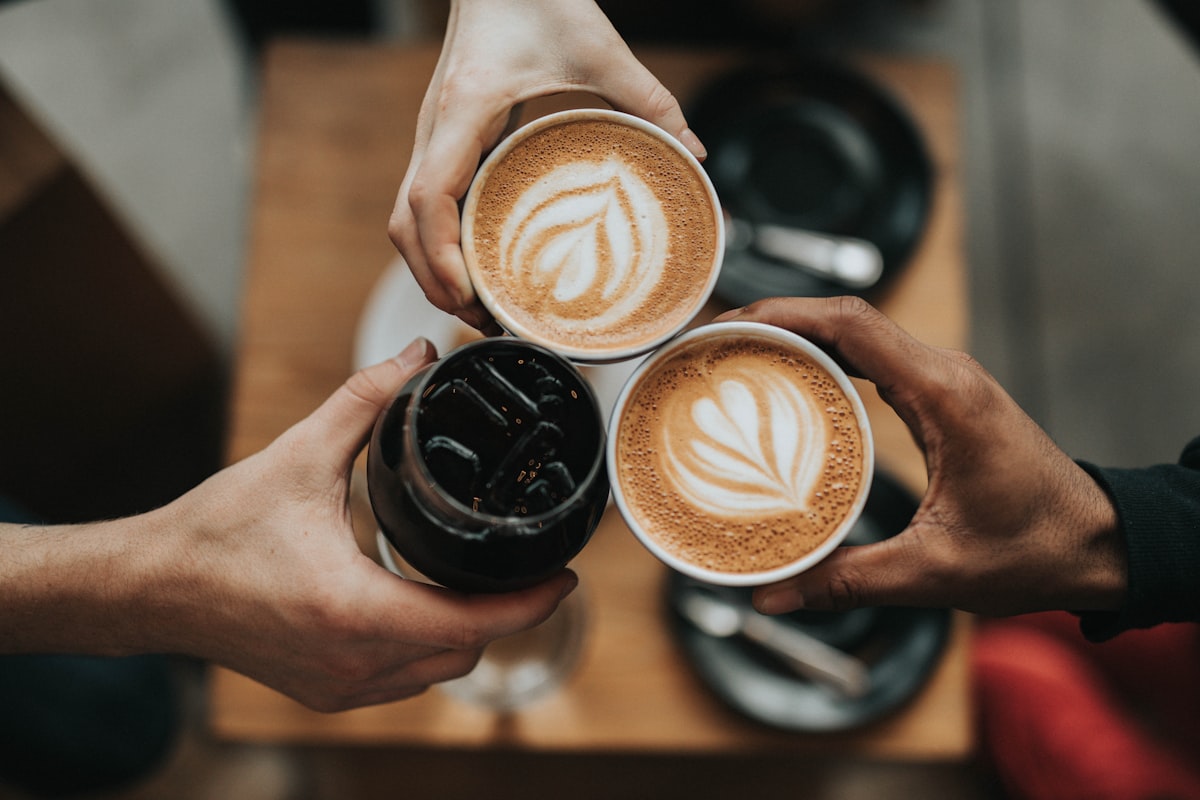 Latte art being poured